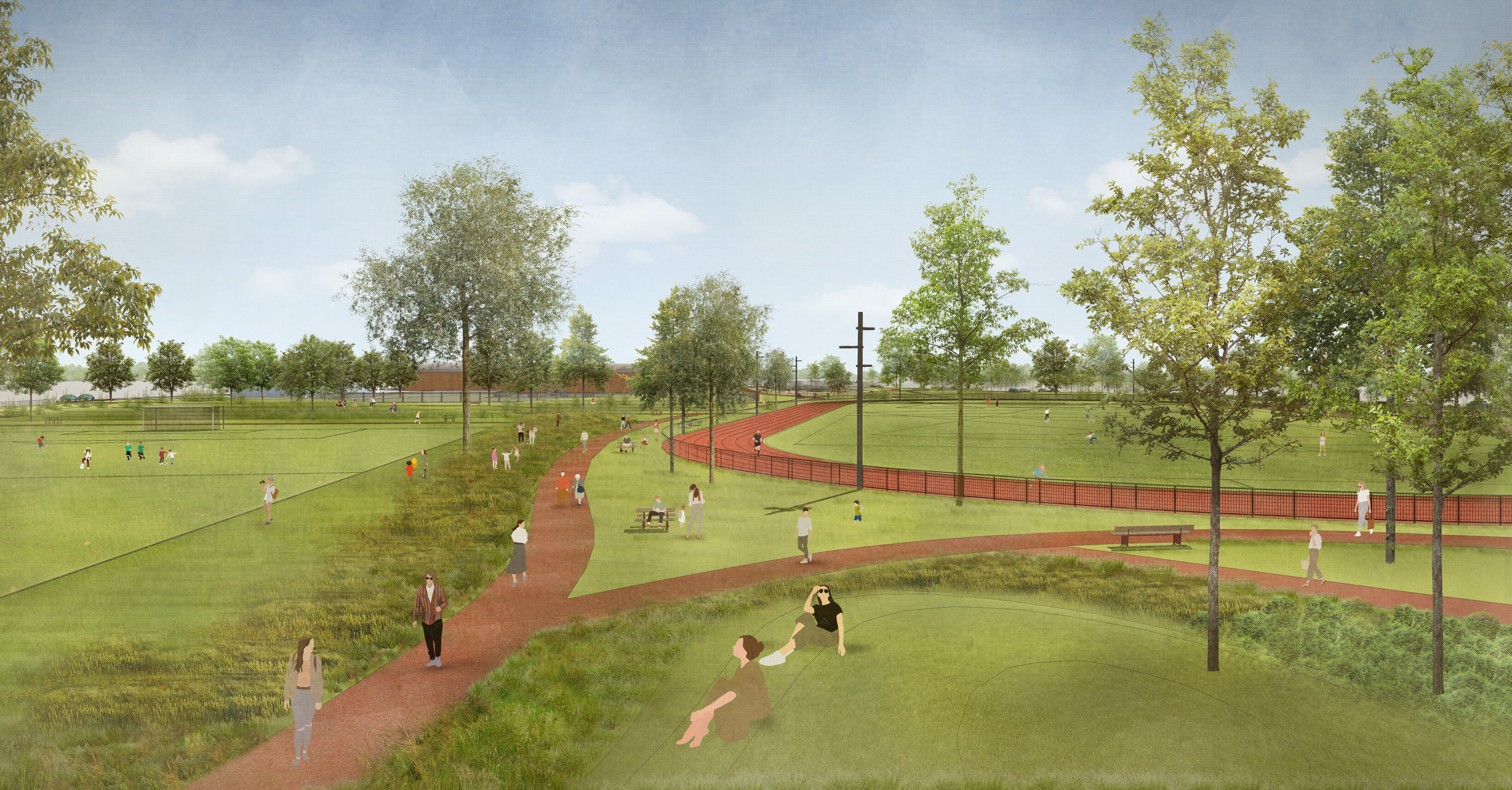 View East in Park of Running Track
