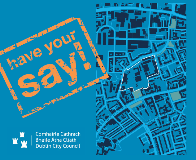 Map of Marrowbone Lane, logo of Dublin City Council and a tag that says Have Your Say!