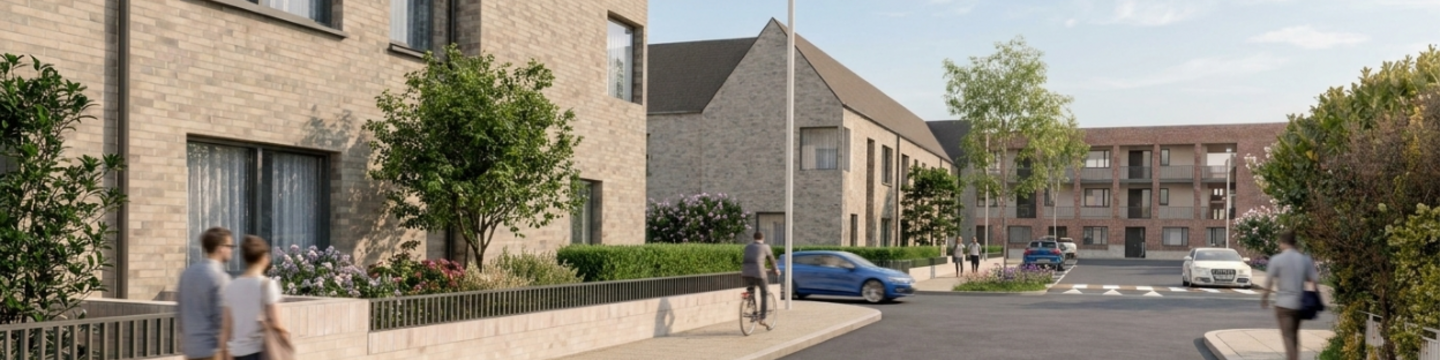 New two storey houses on an existing street in Darndale.