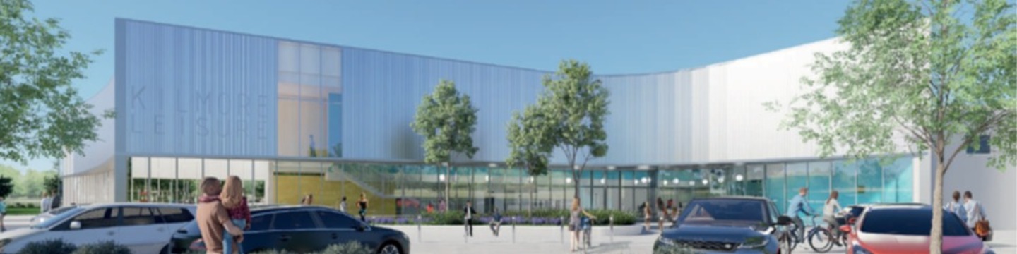 an artist's impression of the outside view of the proposed Kilmore Leisure Centre