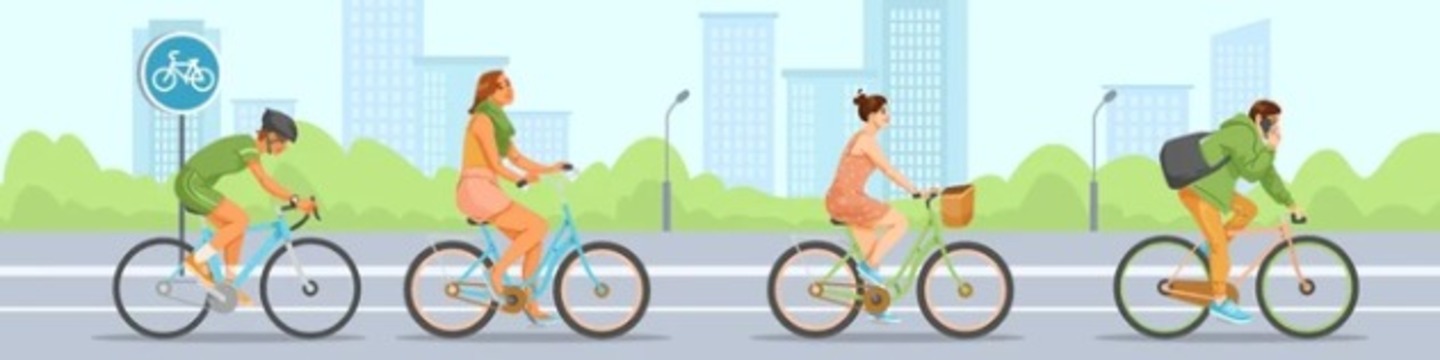 Different people cycling