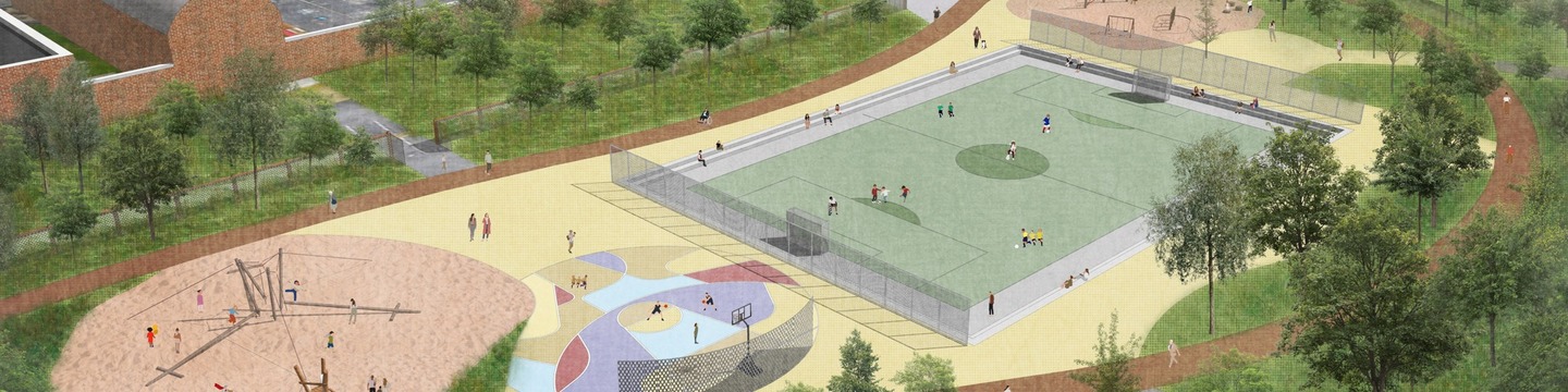 Text reading Cherry Orchard Park Renewal: Growing with the Community