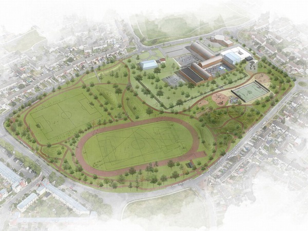 Aerial view of Cherry Orchard Park Renewal Plan 