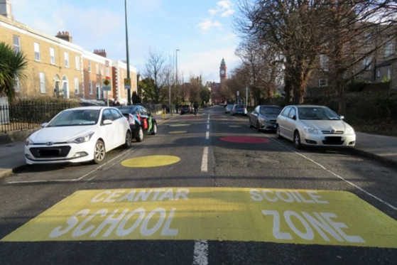Image 5: Example road surface sign for School Zone, Leinster Road, Rathmines, Dublin 6