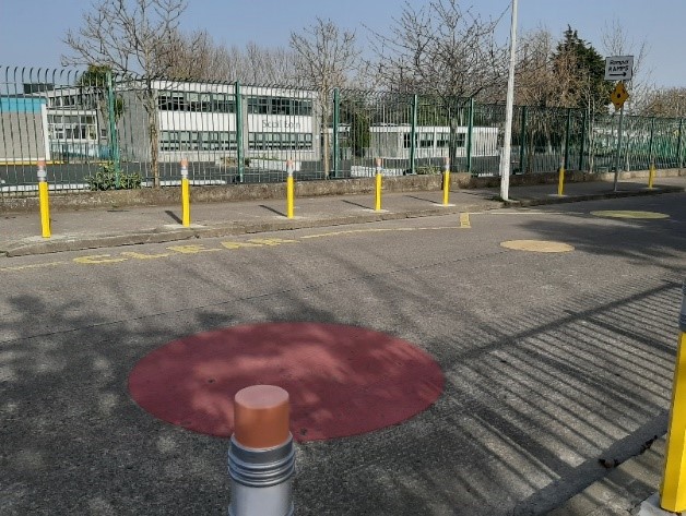 Example of colourful road markings.