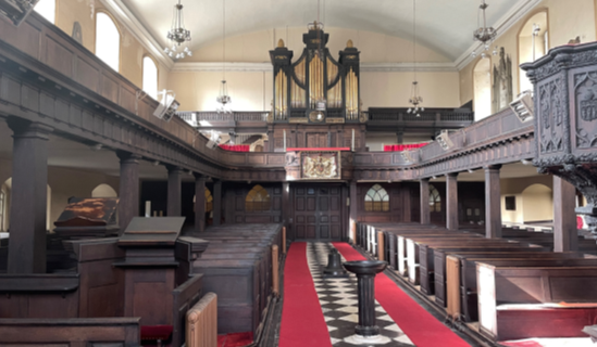 Gallery floor facing the organ
