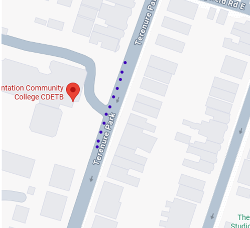 Map snip of the works location on Terenure Park