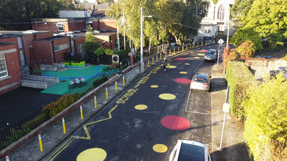 Photo of a completed school zone at the Star of the Sea School, Sandymount, Dublin 4.