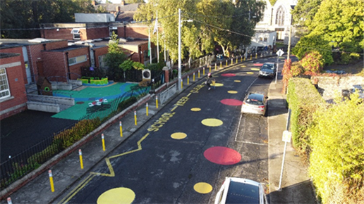 Title: Photo of a completed school zone at the Star of the Sea School, Sandymount, Dublin 4.